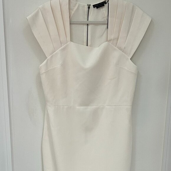 Alice and Olivia Womens Kiro Ivory Pleated Square Neck Sheath Dress 14 - Picture 3 of 10